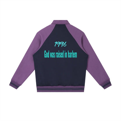 Contrast Raglan Sleeve Baseball Jacket