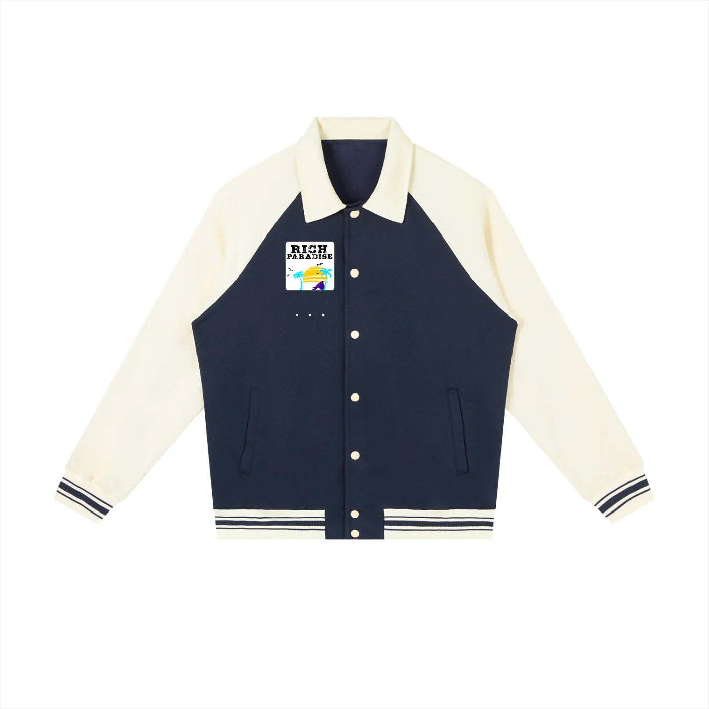 Contrast Raglan Sleeve Baseball Jacket