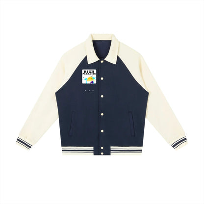 Contrast Raglan Sleeve Baseball Jacket