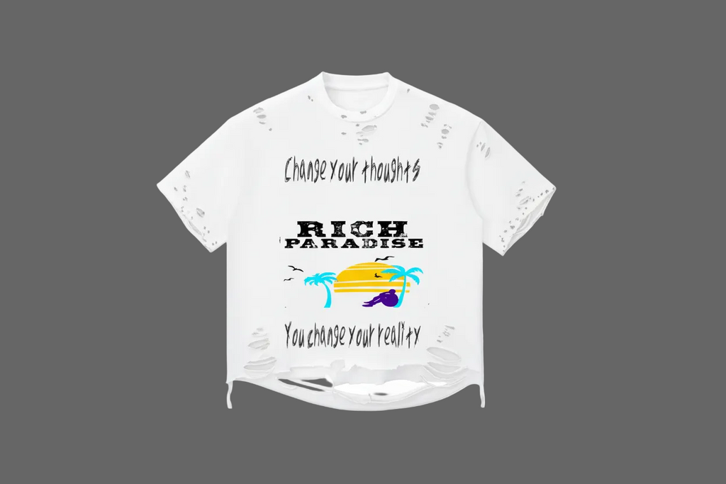 Rich Paradise Snow Wash Raw-Hem Boxy T-shirt