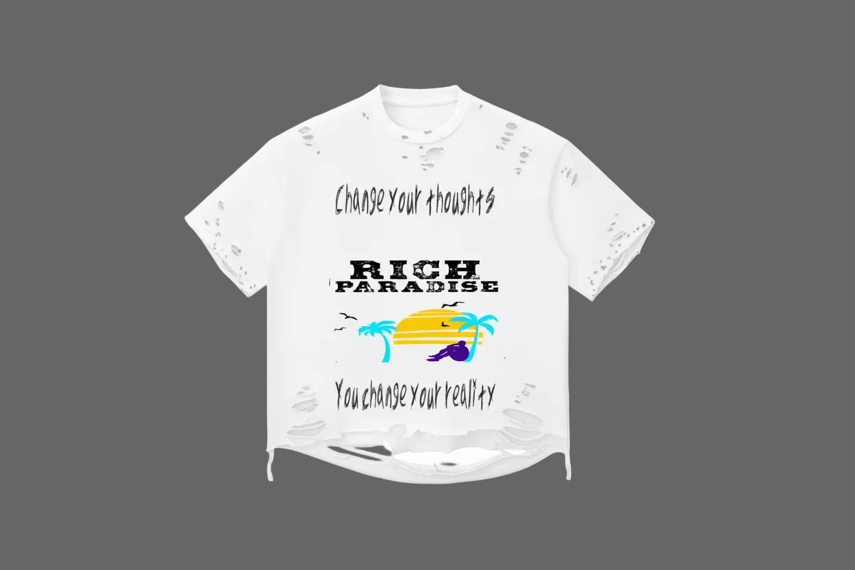 Rich Paradise Snow Wash Raw-Hem Boxy T-shirt