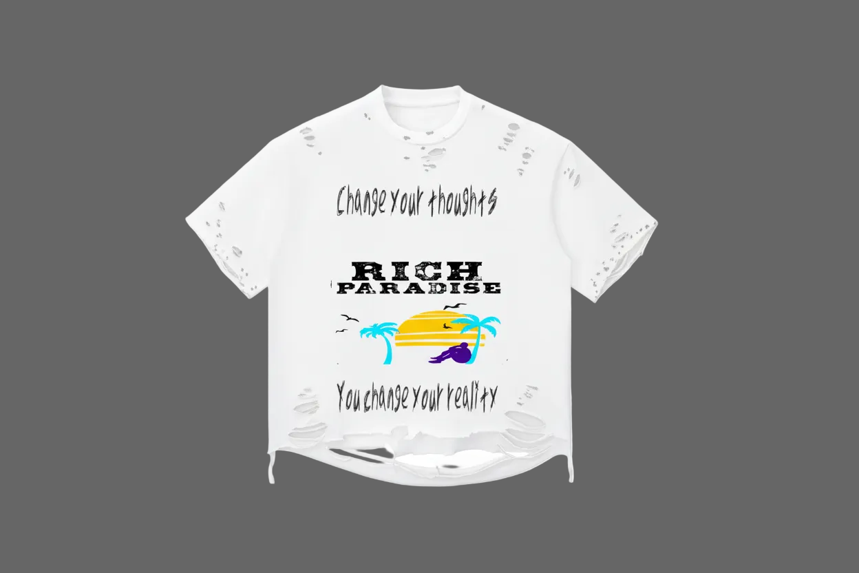 Rich Paradise Snow Wash Raw-Hem Boxy T-shirt