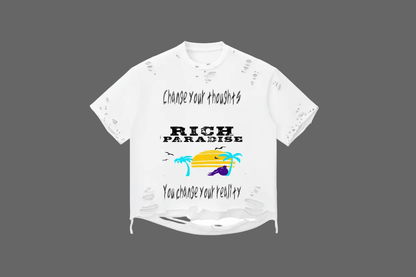 Rich Paradise Snow Wash Raw-Hem Boxy T-shirt