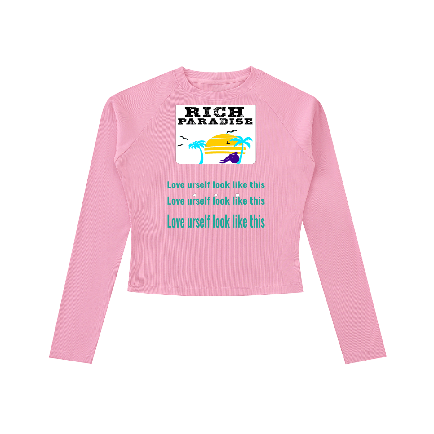 Rich Paradise Dyed Washed Raglan Long Sleeve Slim T-Shirt