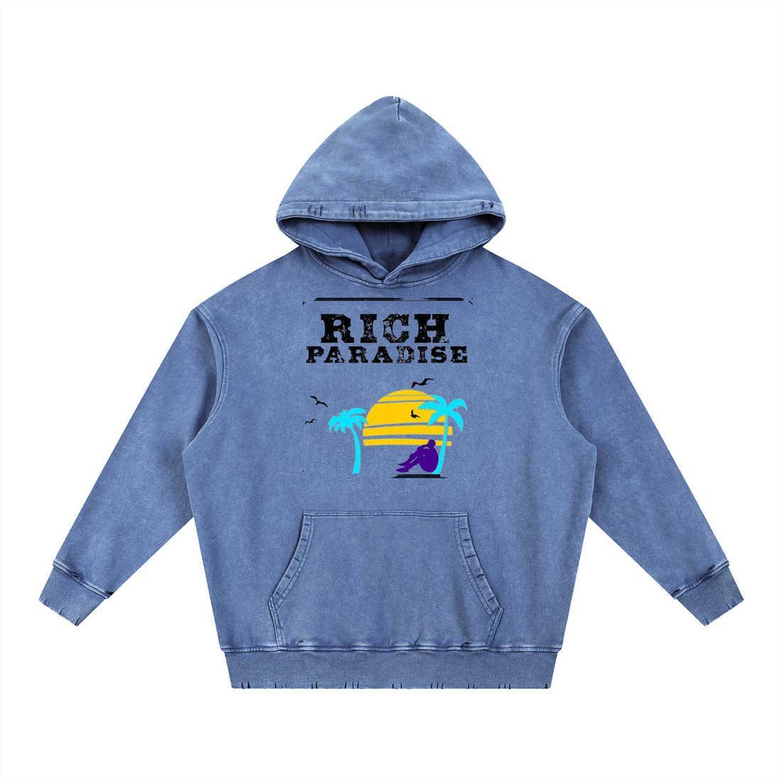 Snow Wash Hand-Frayed Heavyweight  Hoodie
