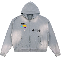 Rich Paradise Sun Fade Frayed Raw Edge Fleece Zip Hoodie