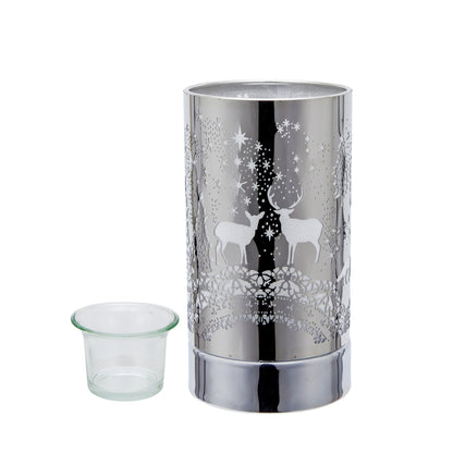 7" touch lamp-Fragrance Wax Melts Warmer -Electric Candle Essential Oil Burner-Metal Table Decor - Silver Wildlife by Peterson Housewares &amp; Artwares