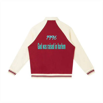 Contrast Raglan Sleeve Baseball Jacket