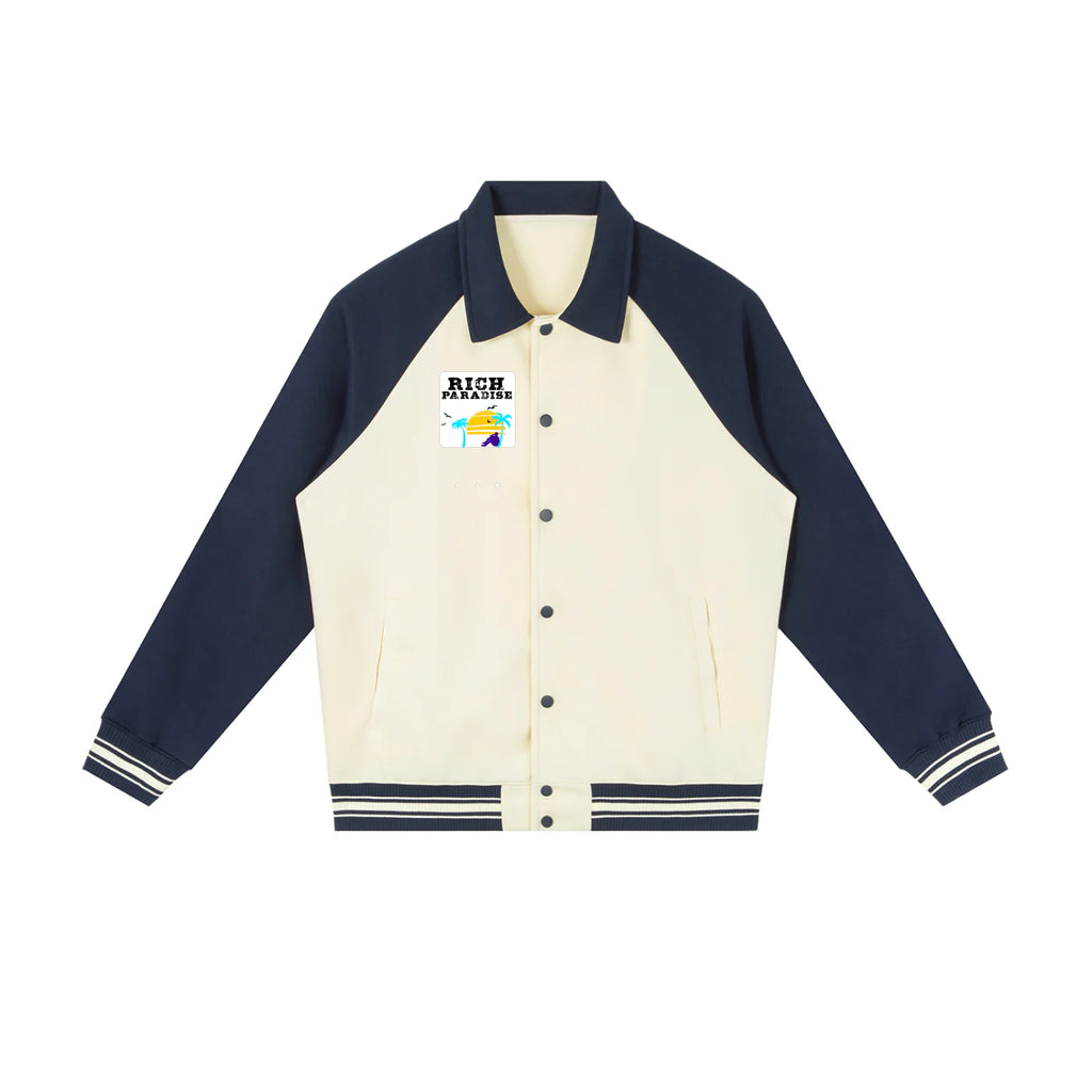 Contrast Raglan Sleeve Baseball Jacket