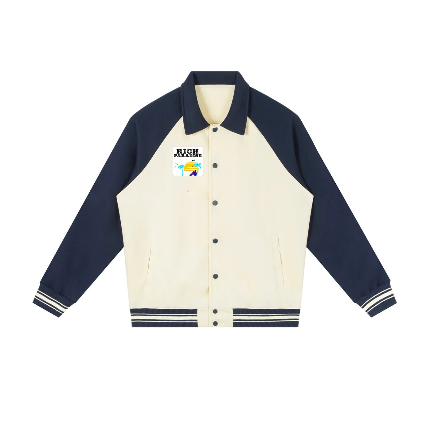 Contrast Raglan Sleeve Baseball Jacket
