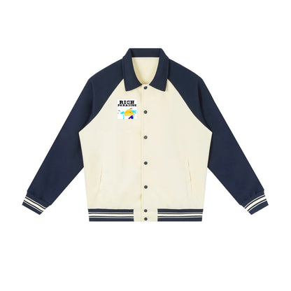 Contrast Raglan Sleeve Baseball Jacket