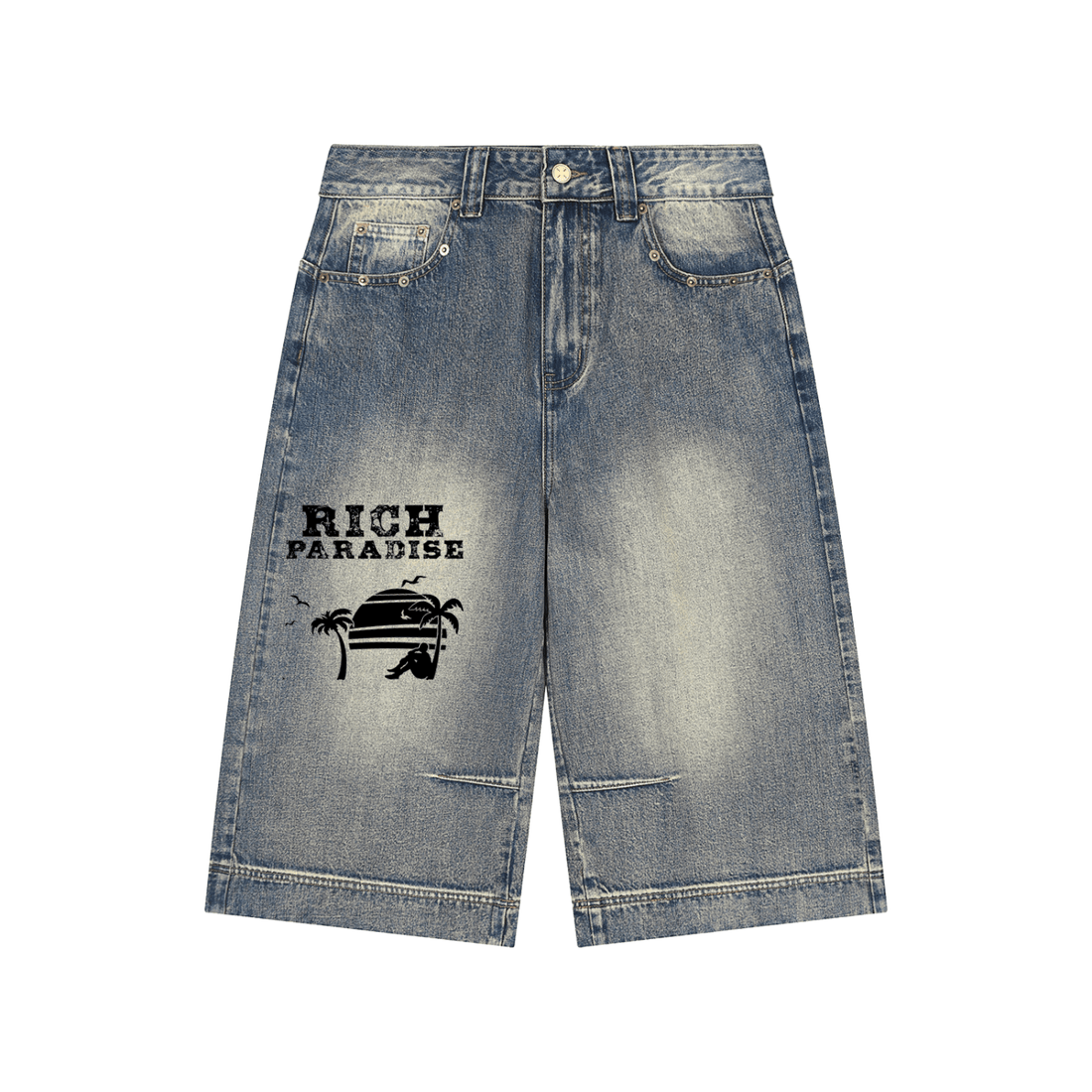 Vintage Wash Baggy Denim Shorts