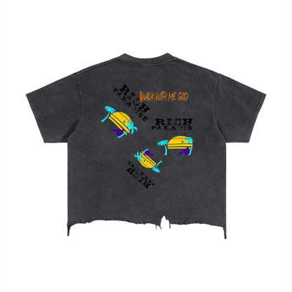 Rich Paradise Vintage Wash Boxy Distressed Hem T-Shirt