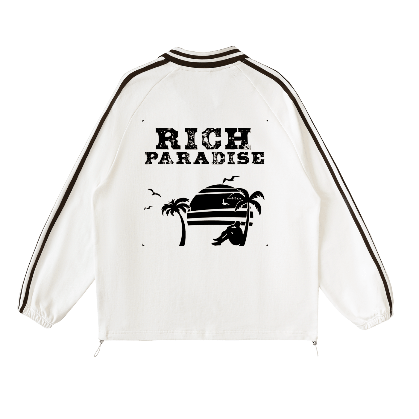 Contrast Striped Lapel Collar Sweatshirt