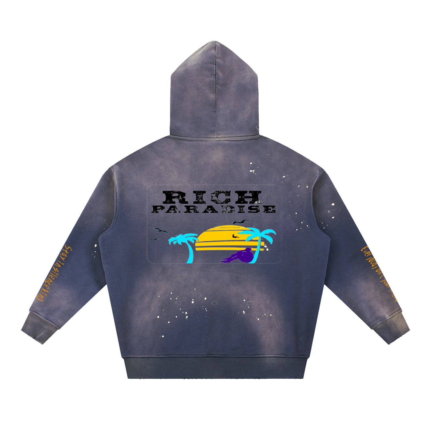 Vintage Washed Frayed Fleece Hoodie