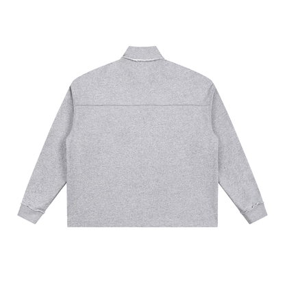 Half-Zip Rolled Edge Fleece Sweatshirt