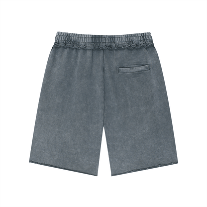 Unisex Mineral Wash Raw Edge Shorts