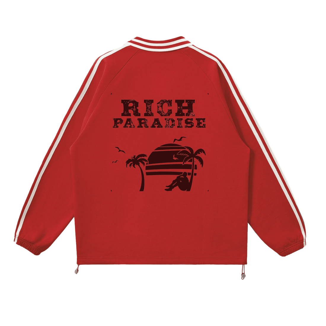 Contrast Striped Lapel Collar Sweatshirt