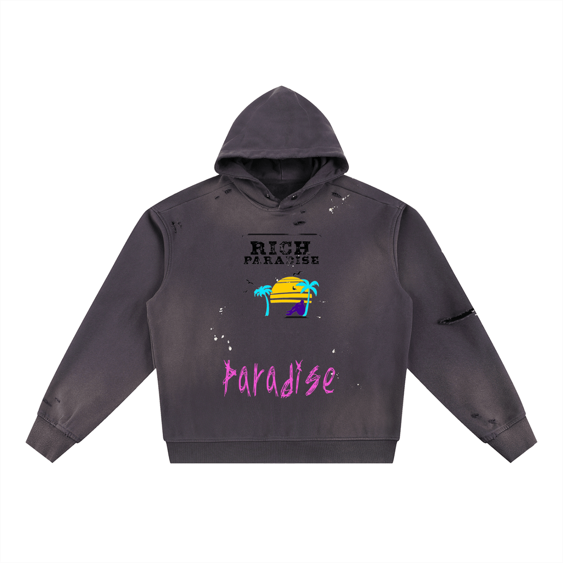 Sun Fade Frayed Fleece Hoodie