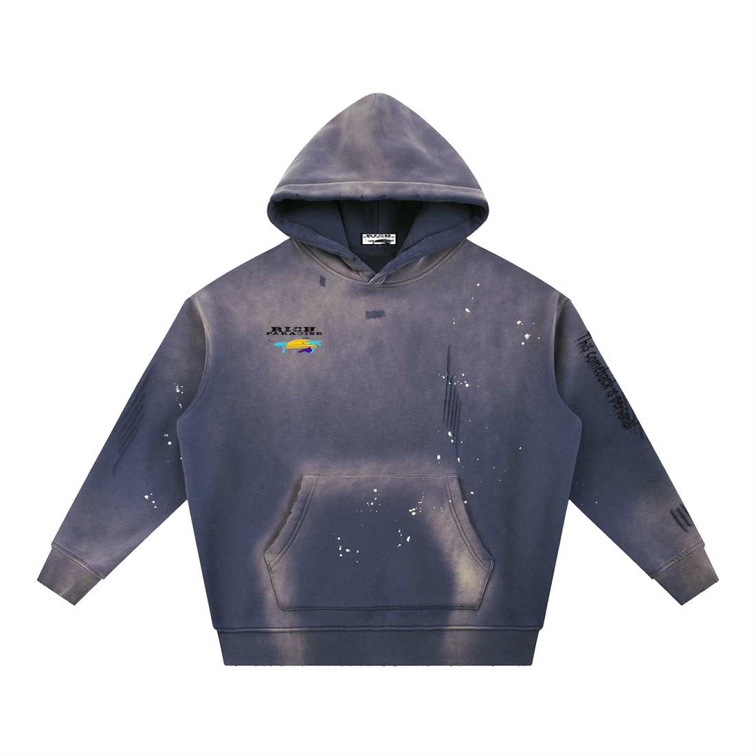 Vintage Washed Frayed Fleece Hoodie