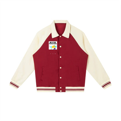 Contrast Raglan Sleeve Baseball Jacket