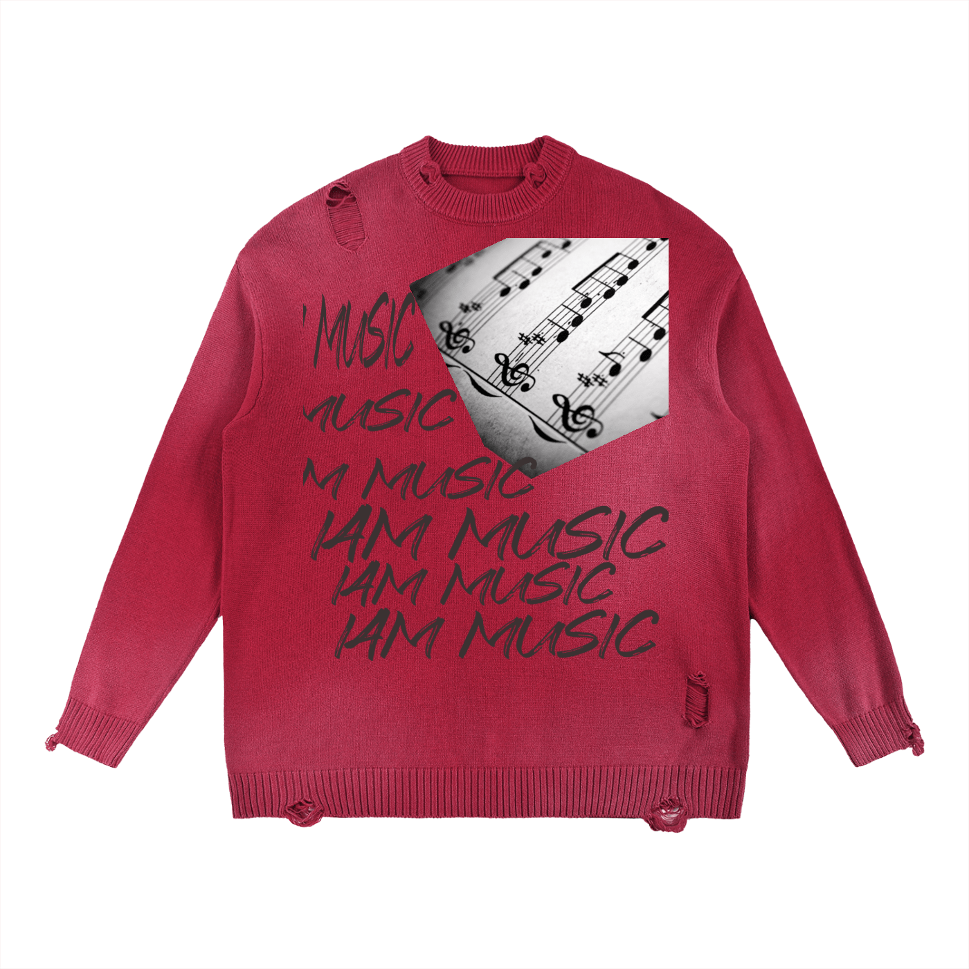 Sun Fade Distressed Ripped Crewneck sweater