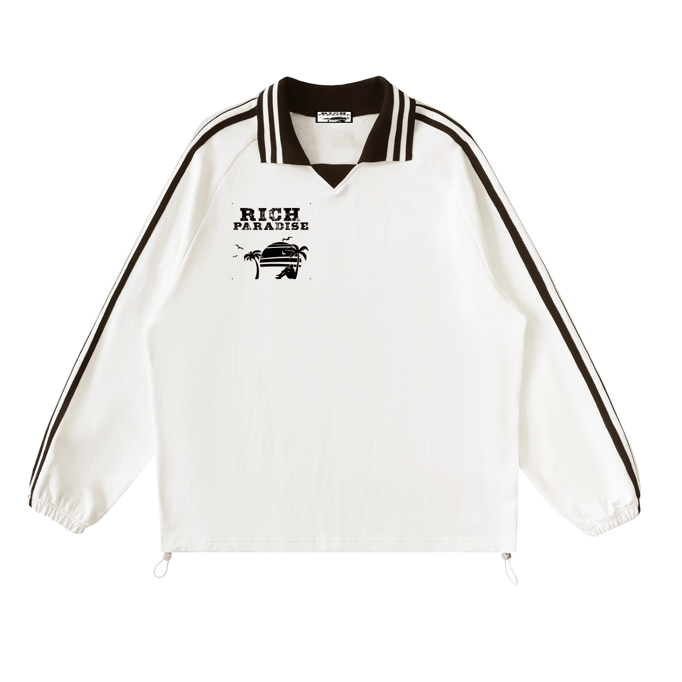 Contrast Striped Lapel Collar Sweatshirt