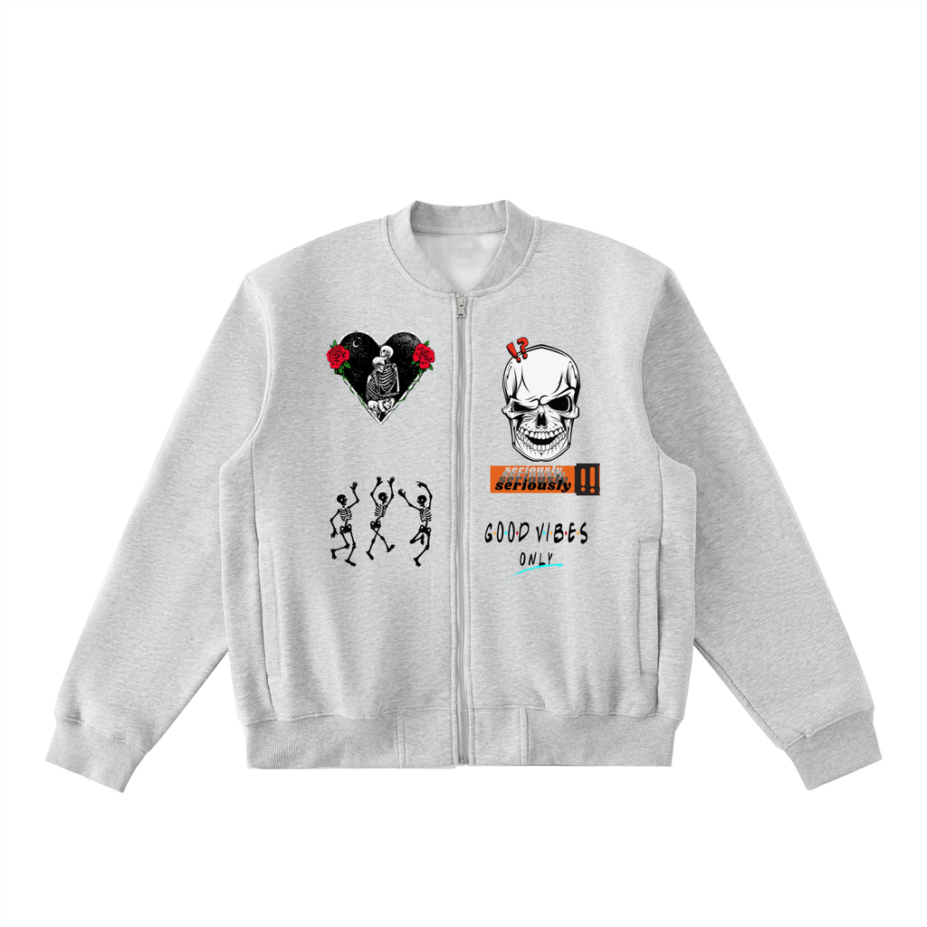 Rich Paradise Essential Zip-Up Fleeced Varsity Jacket
