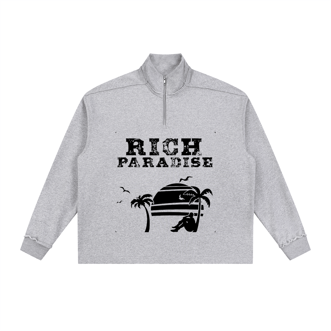 Half-Zip Rolled Edge Fleece Sweatshirt