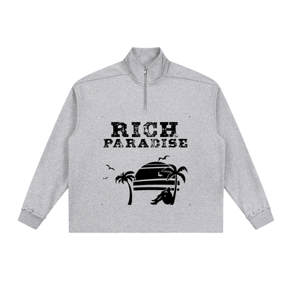 Half-Zip Rolled Edge Fleece Sweatshirt