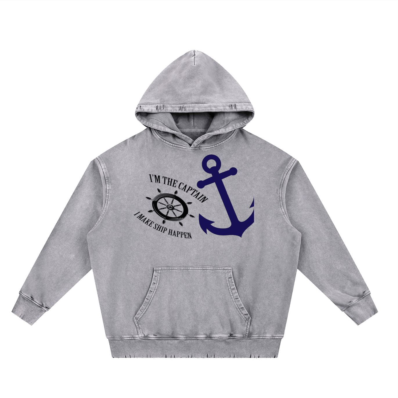 Snow Wash Hand-Frayed Heavyweight  Hoodie