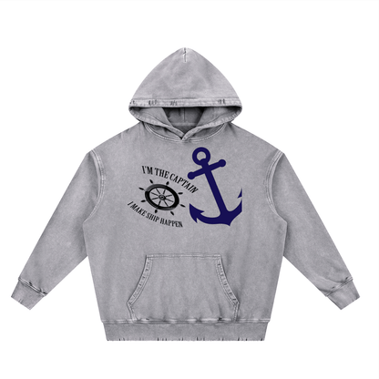 Snow Wash Hand-Frayed Heavyweight  Hoodie