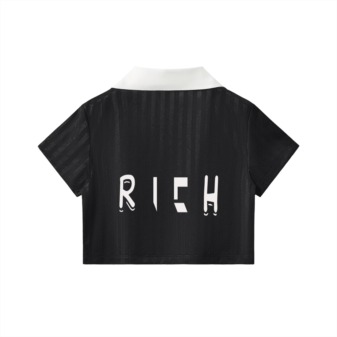 Contrast Collar Striped Cropped Jersey