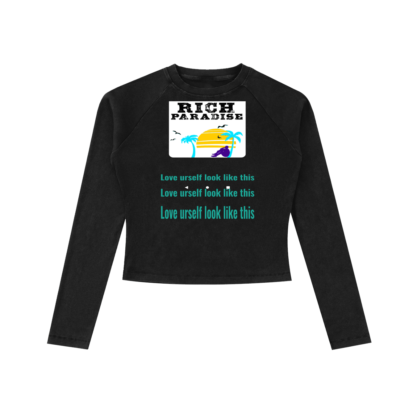 Rich Paradise Dyed Washed Raglan Long Sleeve Slim T-Shirt