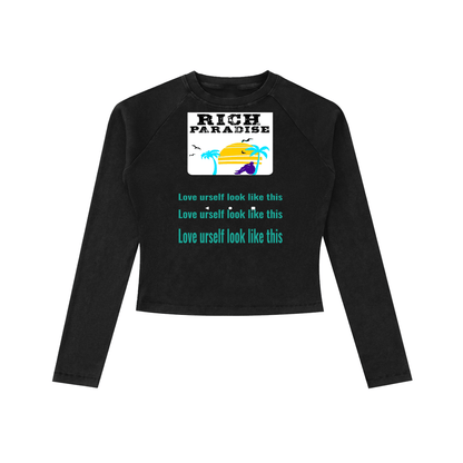 Rich Paradise Dyed Washed Raglan Long Sleeve Slim T-Shirt