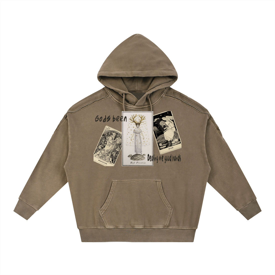 Snow Washed Tape Raw Edge Hoodie